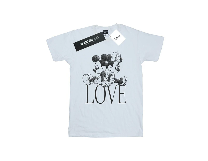 Disney Girls Mickey And Minnie Mouse Love Cotton T-Shirt (White) - BI29329