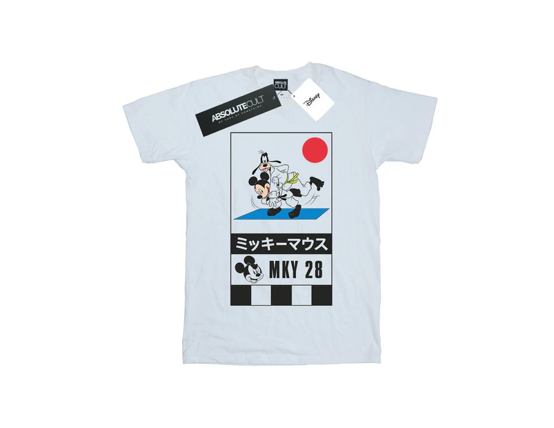 Disney Girls Mickey And Goofy Karate Cotton T-Shirt (White) - BI29354