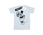 Disney Girls Mickey Mouse Peace Hand Cotton T-Shirt (White) - BI29455
