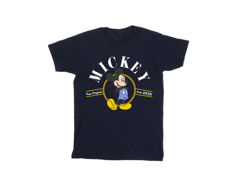 Disney Girls Mickey Mouse True Original Cotton T-Shirt (Navy Blue) - BI29475