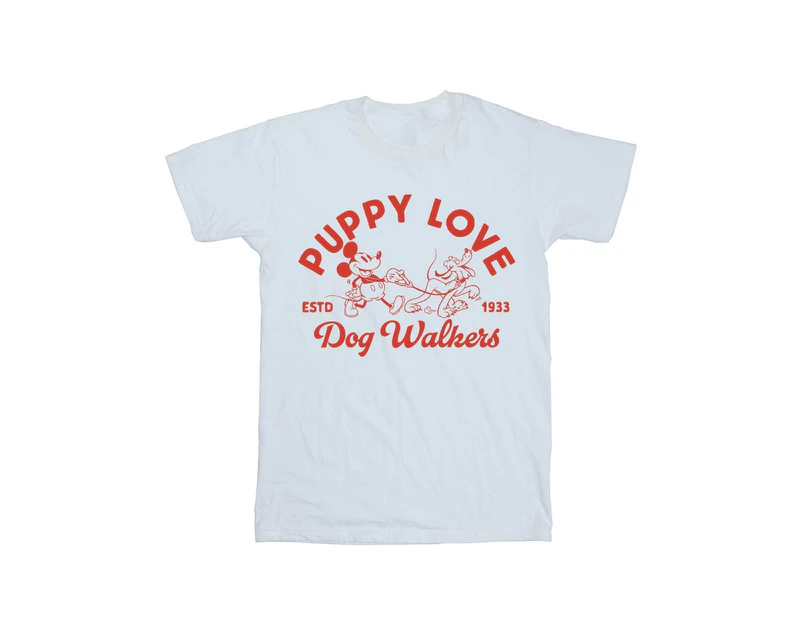 Disney Girls Mickey Mouse Puppy Love Cotton T-Shirt (White) - BI29498