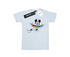 Disney Girls Mickey Mouse Rainbow Chain Cotton T-Shirt (White) - BI29501