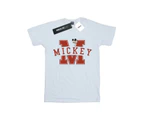 Disney Girls Mickey Mouse Letter Peak Cotton T-Shirt (White) - BI29528
