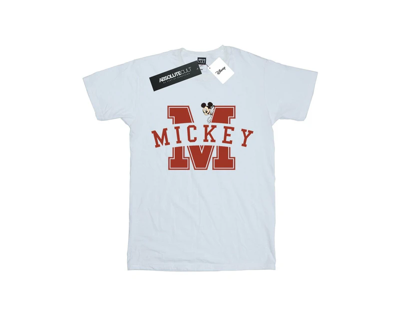 Disney Girls Mickey Mouse Letter Peak Cotton T-Shirt (White) - BI29528