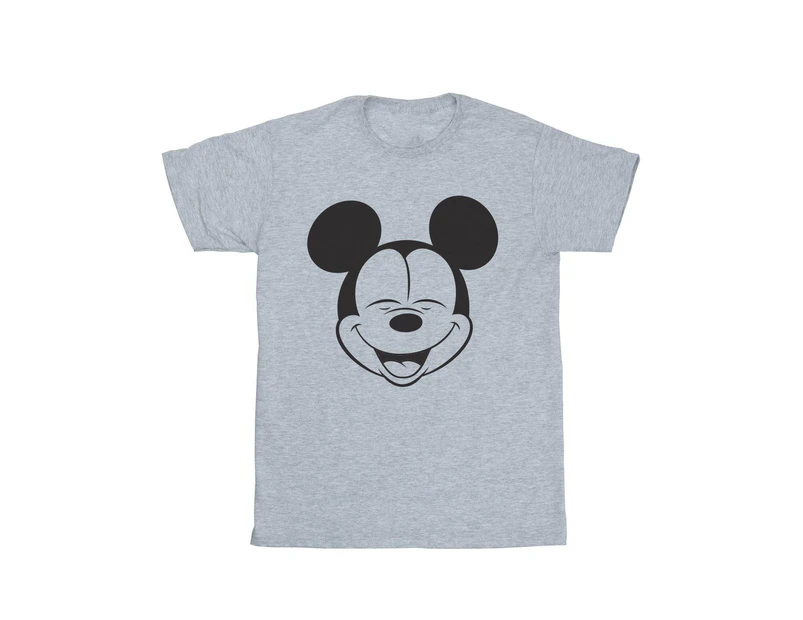 Disney Girls Mickey Mouse Closed Eyes Cotton T-Shirt (Sports Grey) - BI29575