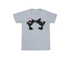 Disney Girls Mickey Minnie Kiss Silhouette Cotton T-Shirt (Sports Grey) - BI29576