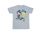Disney Girls Mickey And Minnie Mouse Pose Cotton T-Shirt (Sports Grey) - BI29651