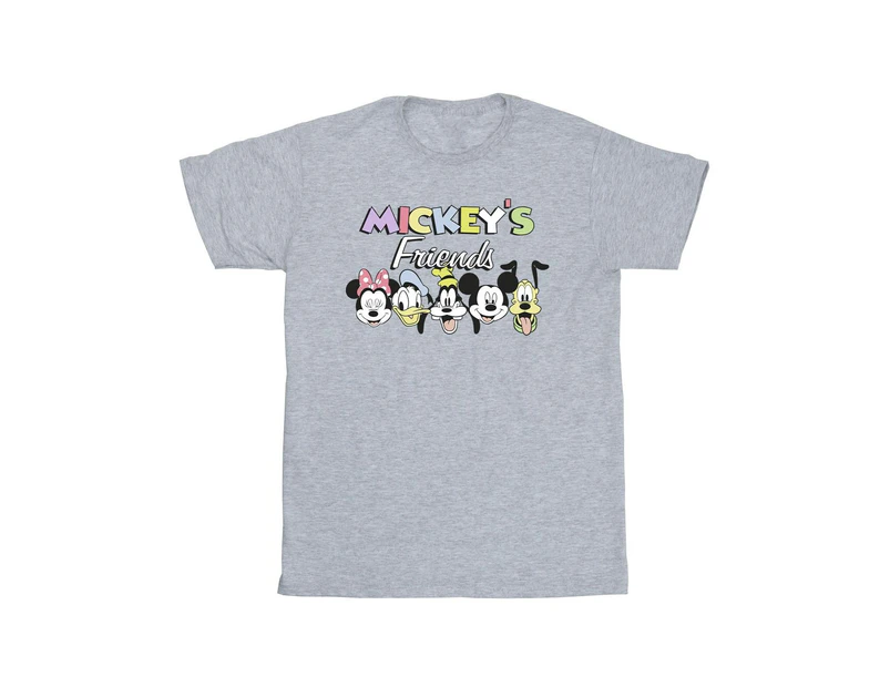 Disney Girls Mickey Mouse And Friends Faces Cotton T-Shirt (Sports Grey) - BI29727