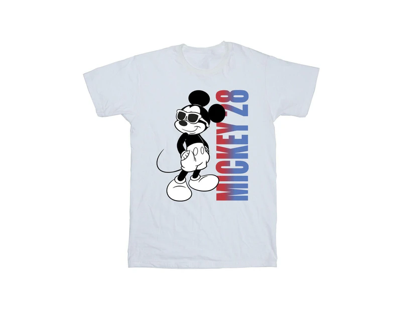 Disney Girls Mickey Mouse Gradient Cotton T-Shirt (White) - BI29726