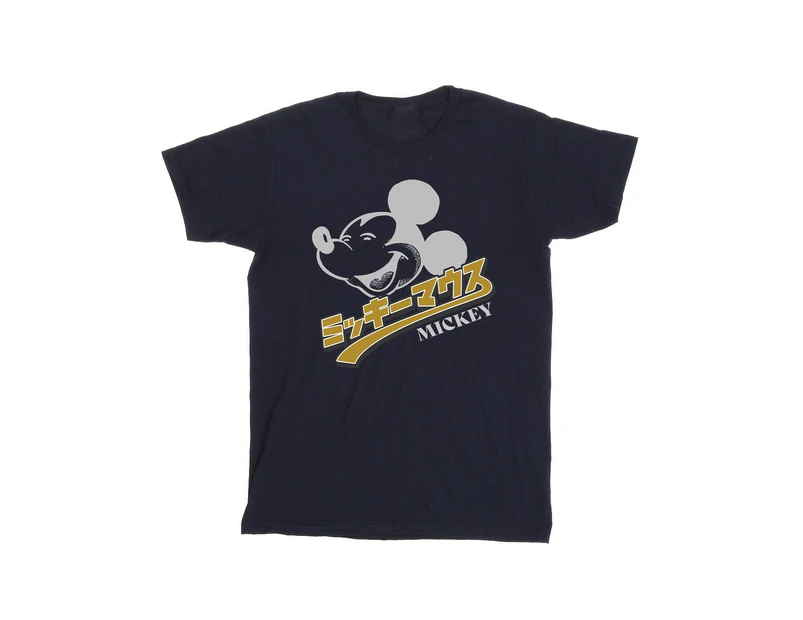 Disney Girls Mickey Mouse Japanese Cotton T-Shirt (Navy Blue) - BI29769