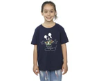 Disney Girls Mickey Mouse Xmas Jumper Cotton T-Shirt (Navy Blue) - BI29824