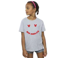 Disney Girls Mickey Mouse Big Smile Cotton T-Shirt (Sports Grey) - BI29881