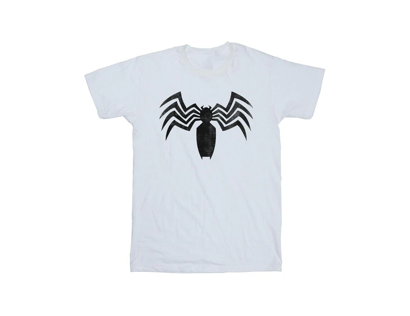 Marvel Girls Venom Spider Logo Emblem Cotton T-Shirt (White) - BI32179