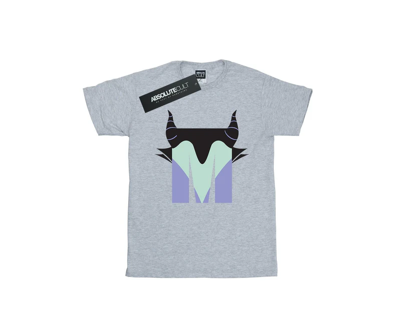 Disney Girls Alphabet M Is For Maleficent Cotton T-Shirt (Sports Grey) - BI47548
