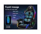 ALFORDSON Gaming Office Chair 12 RGB LED Massage Computer Footrest [Model: LED Marc - Black]