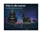 ALFORDSON Gaming Office Chair 12 RGB LED Massage Computer Footrest [Model: LED Marc - Black]
