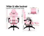 ALFORDSON Gaming Office Chair Extra Large Pillow Racing Footrest [Model: Elite - Pink & White]