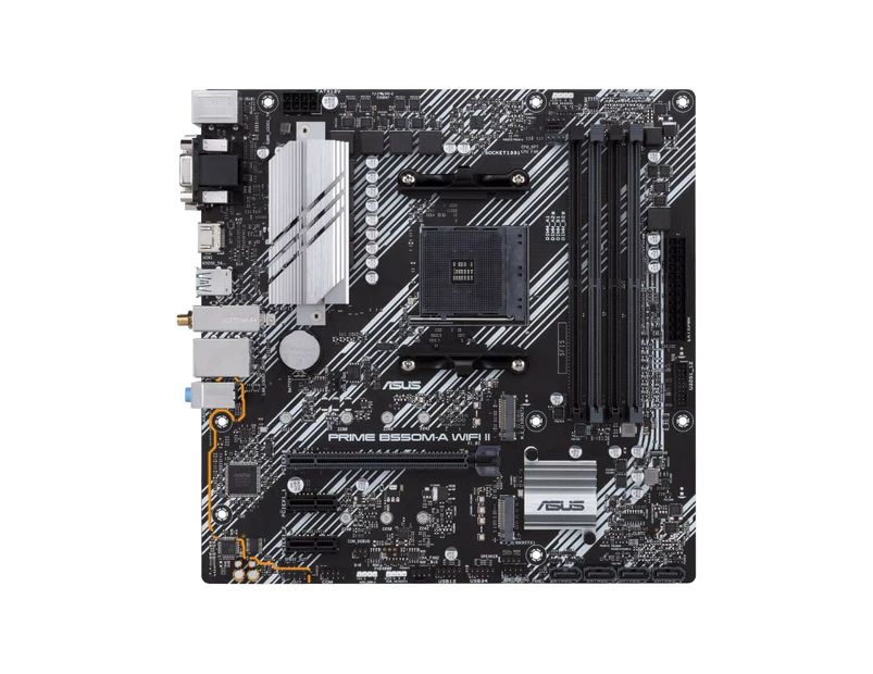 ASUS AMD B550M PRIME B550M-A WIFI II (Ryzen AM4) MicroATX Motherboard, Dual M.2, PCIe 4.0, Wi-Fi 6, 1 Gb Ethernet, HDMI, DVI-D, D-Sub, SATA 6G