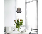 FOSSETTE Pendant Lamp Light Interior ES Smoke Glass Angld Bell with Antique Brass Highlight OD170mm