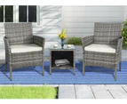 ALFORDSON Outdoor Furniture 3PCS Wicker Bistro Set Patio Chairs Table Grey