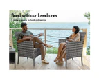 ALFORDSON Outdoor Furniture 3PCS Wicker Bistro Set Patio Chairs Table Grey