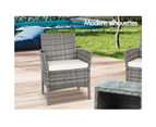 ALFORDSON Outdoor Furniture 3PCS Wicker Bistro Set Patio Chairs Table Grey