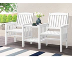 ALFORDSON Wooden Garden Bench Loveseat Outdoor Chairs Table Set Patio White