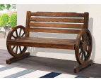 ALFORDSON Wooden Garden Bench Wagon Wheel Chair Seat Outdoor Patio Charcoal