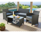 ALFORDSON Outdoor Furniture 4PCS Patio Wicker Set Dark Grey