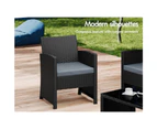 ALFORDSON Outdoor Furniture 4PCS Garden Patio Chairs Table Set Wicker Black