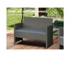 ALFORDSON Outdoor Furniture 4PCS Patio Wicker Set Dark Grey