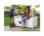 ALFORDSON Outdoor Storage Box Wooden Garden Bench Chest Tool Sheds White L