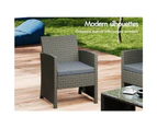 ALFORDSON Outdoor Furniture 4PCS Patio Wicker Set Dark Grey