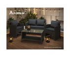 ALFORDSON Outdoor Furniture 4PCS Patio Wicker Set Dark Grey