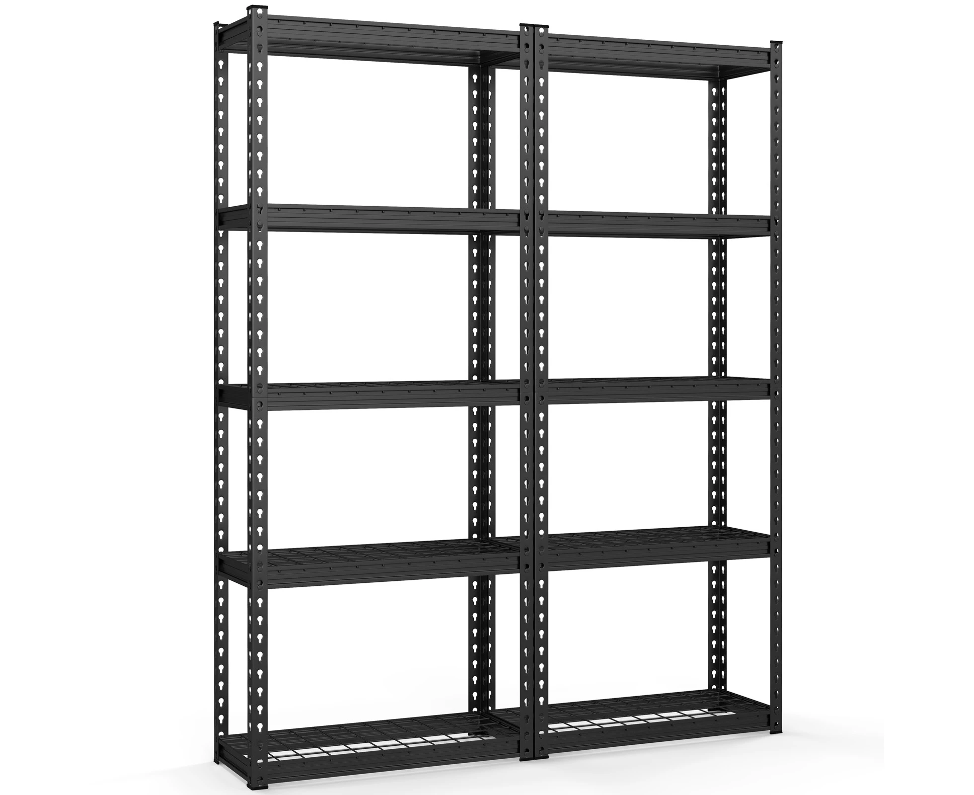 Giantex 2PCS 5-Tier Metal Shelving Unit Garage Storage Racks w/Foot Pad Height Adjustable Display Shelves Warehouse