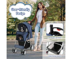 Costway Large Pet Stroller Dog Cat Carrier Cage Foldable Pet Pram Travel Pushchair w/Cup Holder & Storage Basket