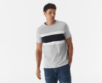 Tommy Hilfiger Men's Colourblock Nantucket Stripe Tee / T-Shirt / Tshirt - Grey Heather