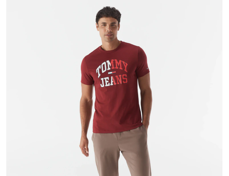 Tommy Jeans Men's Entry Collegiate Tee / T-Shirt / Tshirt - Perfect Cherry