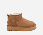 OZWEAR Connection Women's Classic Platform Ultra Mini Ugg Boots - Chestnut