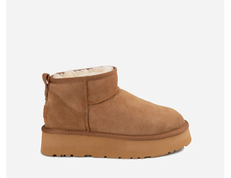 OZWEAR Connection Women's Classic Platform Ultra Mini Ugg Boots - Chestnut