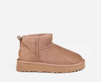 OZWEAR Connection Women's Classic Platform Ultra Mini Ugg Boots - Brown