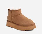 OZWEAR Connection Women's Classic Platform Ultra Mini Ugg Boots - Chestnut