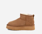 OZWEAR Connection Women's Classic Platform Ultra Mini Ugg Boots - Chestnut