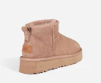 OZWEAR Connection Women's Classic Platform Ultra Mini Ugg Boots - Brown