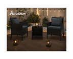 ALFORDSON Outdoor Furniture 3PCS Wicker Bistro Set Patio Chairs Table Black