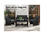 ALFORDSON Outdoor Furniture Garden Patio Chairs Table 4PCS Set Wicker Black