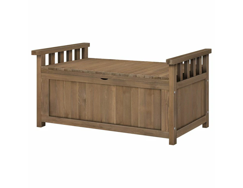 ALFORDSON Wooden Garden Bench Outdoor Storage Box Chest Tool Sheds Brown L