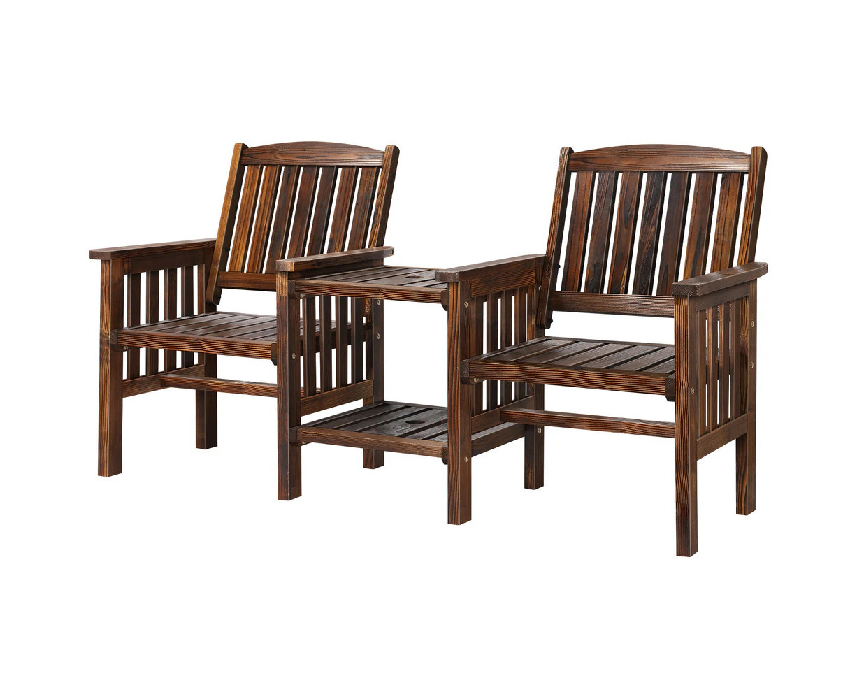 ALFORDSON Outdoor Chairs Table Set Wooden Garden Bench Loveseat Patio Charcoal