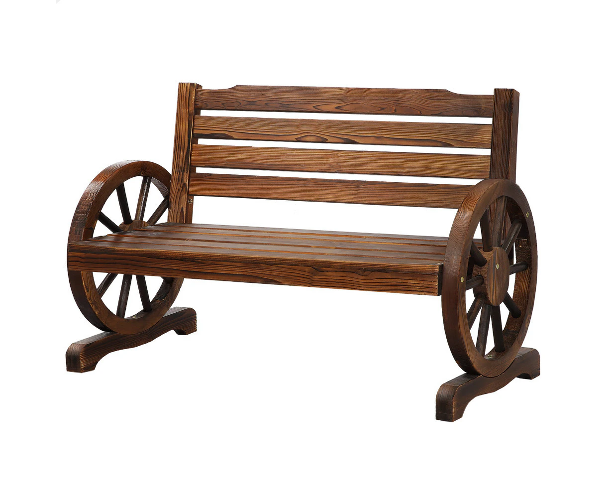 ALFORDSON Wooden Garden Bench Outdoor Wagon Wheel Chair Seat Patio Charcoal