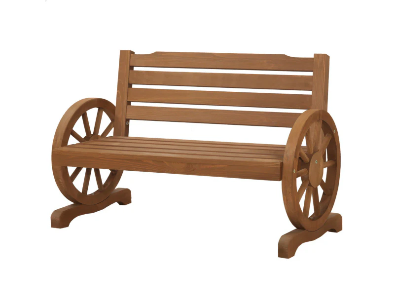 ALFORDSON Wooden Garden Bench Outdoor Wagon Wheel Chair Seat Patio Natural